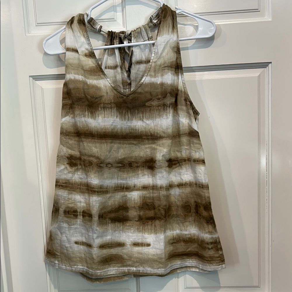 Tommy Bahama brown and white tie-dye 100% linen top size medium